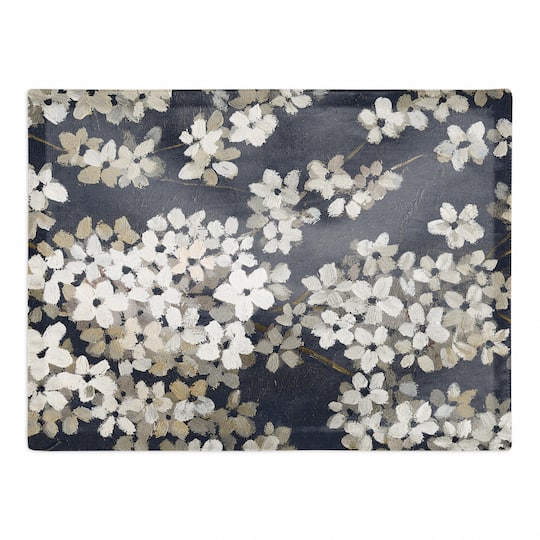Navy &#x26; White Blossoms Cotton Twill Placemat